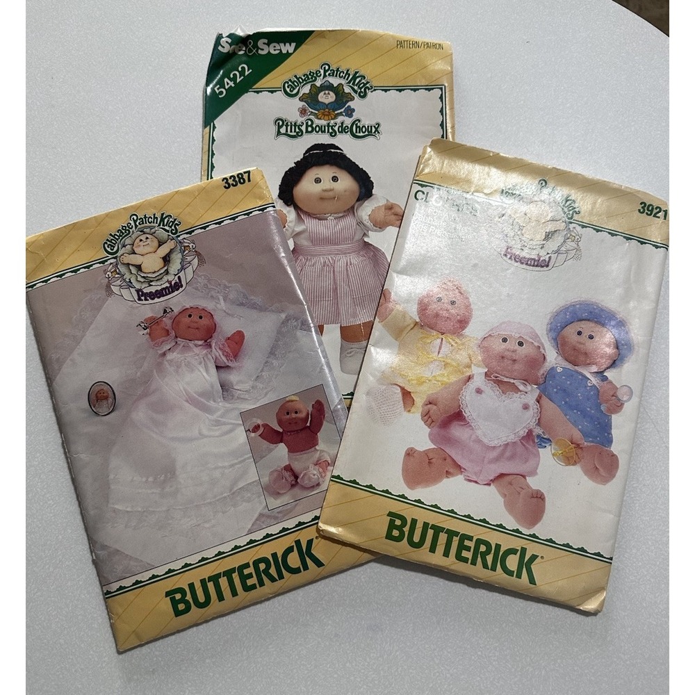Cabbage Patch Kid Doll Baby Pattern Clothes Sewing Vintage Lot Of 6 80's USA
